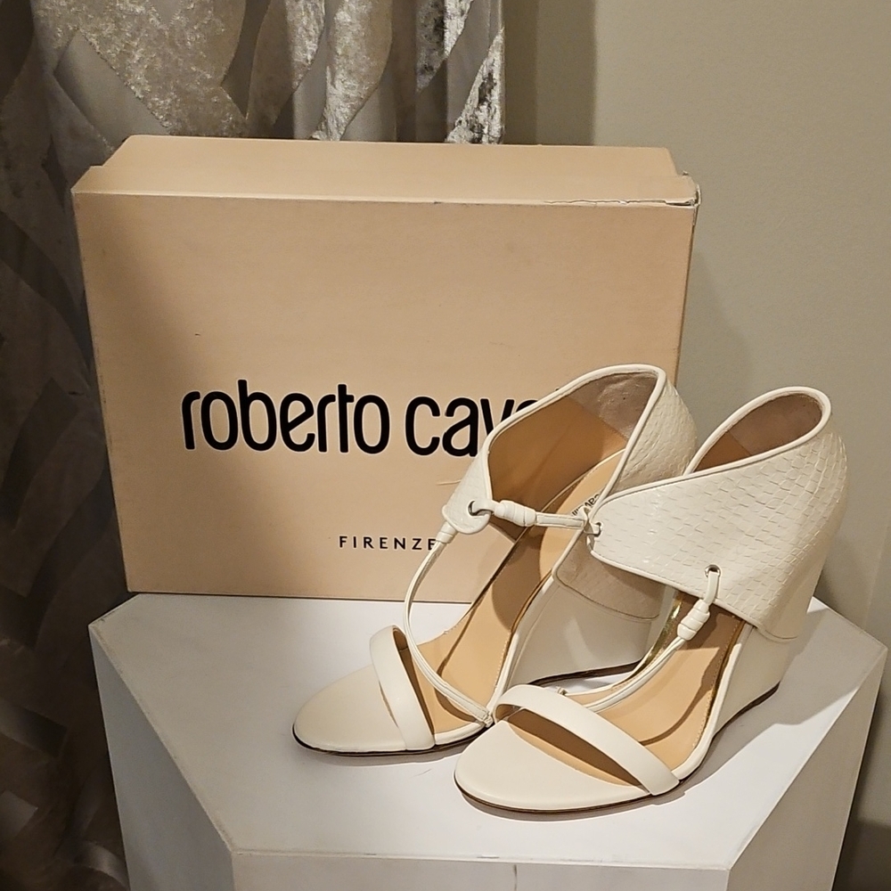 Roberto Cavalli White Heeled Sandals